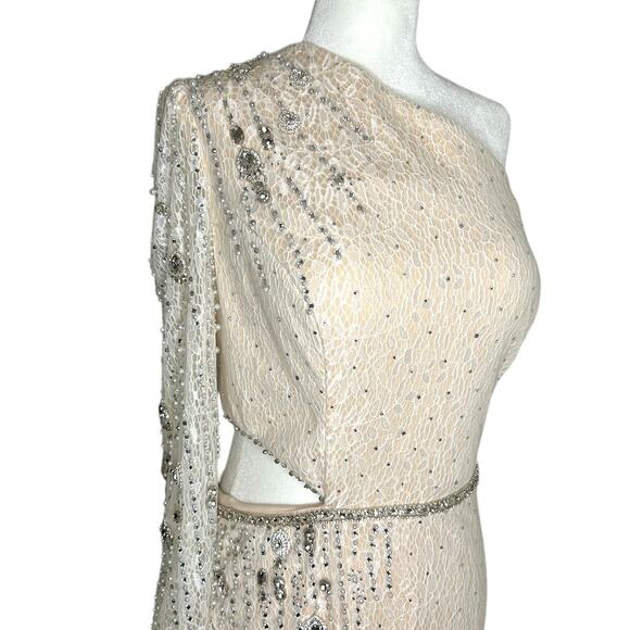 Mac Duggal Evening Gown 11306 Beaded White 16 - Picture 6 of 9